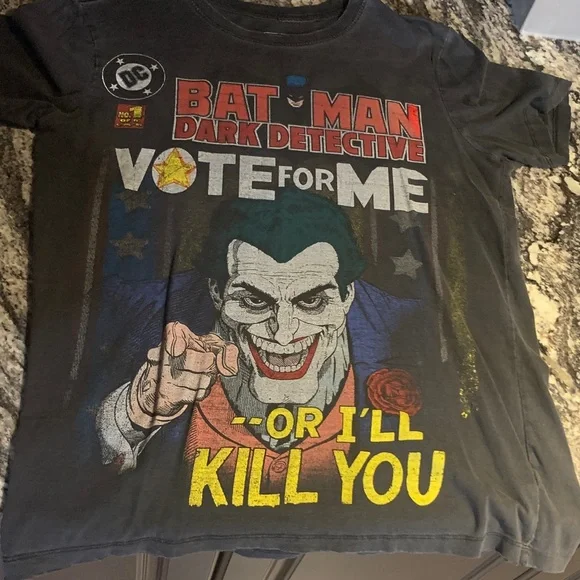 DC Joker 'Vote For Me' Graphic Tee - Black, Red, Yellow - Picture 1 of 2